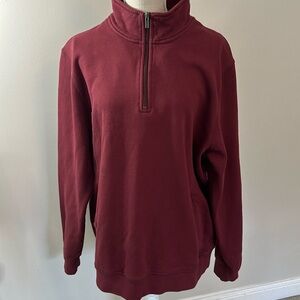 LL Bean Traditional Fit, 1/4 Zip Pullover Sweatshirt L, Redwood, 100% cotton.